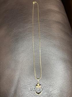 14k Yellow Gold Chain And Bezel For 1/20 Gold Coin- L 18 Inches W 4.9 Grams