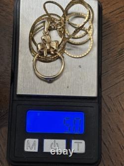 14k Yellow Gold Chain And Bezel For 1/20 Gold Coin- L 18 Inches W 4.9 Grams
