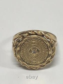14k Yellow Gold Coin Style Ring 4.6 Grams Size 7