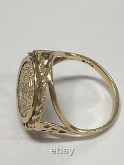 14k Yellow Gold Coin Style Ring 4.6 Grams Size 7