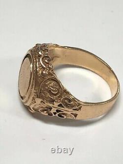 14k Yellow Gold Coin Style Ring 8.3 Grams Size 10