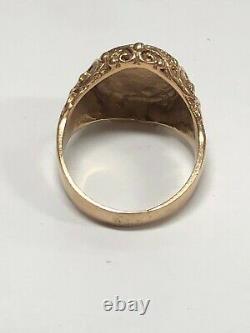 14k Yellow Gold Coin Style Ring 8.3 Grams Size 10