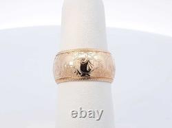 14k Yellow Gold Etched Scroll Coin-edge Ring 10.1 Grams Size 5.5 Fw0425wrzdu