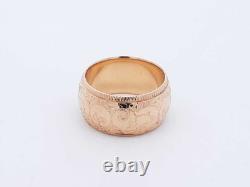 14k Yellow Gold Etched Scroll Coin-edge Ring 10.1 Grams Size 5.5 Fw0425wrzdu