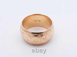 14k Yellow Gold Etched Scroll Coin-edge Ring 10.1 Grams Size 5.5 Fw0425wrzdu