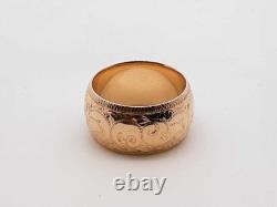 14k Yellow Gold Etched Scroll Coin-edge Ring 10.1 Grams Size 5.5 Fw0425wrzdu