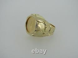 14k Yellow Gold Nugget Ring With 1988 $5 1/10oz 22k Gold Eagle Coin 17.71 Grams
