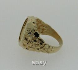 14k Yellow Gold Nugget Ring With 1991 $5 1/10oz Gold Eagle Coin 13.97 Grams