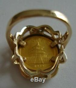 14k Yellow Gold Panda Coin ring, size 6, 6.1 grams