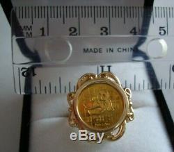 14k Yellow Gold Panda Coin ring, size 6, 6.1 grams