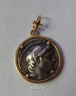 14k Yellow Gold Parenti Greek Coin Pendant Charm 21.8 Grams