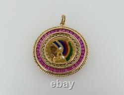14k Yellow Gold Pendant WithColorized 1915 $5 Indian Head Gold Coin 17.67 Grams