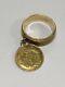 14k Yellow Gold Ring Band With Coin Charm 5.7 Grams Size 5 (gs)