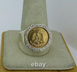 14k Yellow Gold Ring With 1945 2 1/2 Pesos Gold Coin Size 10.75 10.36 Grams
