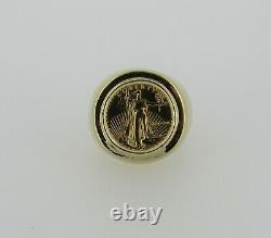 14k Yellow Gold Ring With 1989 $5 1/10oz 22k Gold Eagle Coin 18.90 Grams