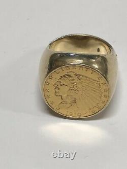 14k Yellow Gold Ring With 22k Indian Head Coin 23.0 Grams Size 7 (GS)