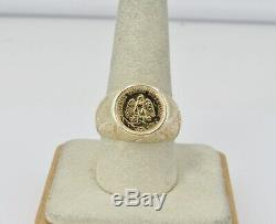 14k Yellow Gold Ring With1945 (2) Dos Peso 90% Gold Coin Size 9.5 14.15 Grams