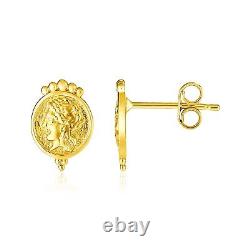 14k Yellow Gold Roman Coin Earrings