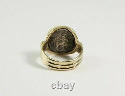 14k Yellow Gold Roman Coin Ring 6.6 Grams Approx Size 5.5 16 mm diameter FS