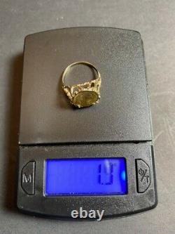 14kt Gold Ring With Coin! 1.9 Grams! Not Scrap! Size 4