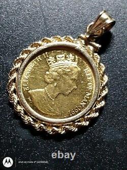 14kt Solid Yellow 1991 Gold Isle Of Man Coin Pendant! 5.2 Grams
