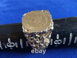 16.5mm 1945 Mexican Dos Pesos Gold Coin Ring Gold 9.2 Grams Size 7.5