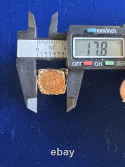 16.5mm 1945 Mexican Dos Pesos Gold Coin Ring Gold 9.2 Grams Size 7.5