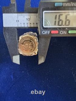 16.5mm 1945 Mexican Dos Pesos Gold Coin Ring Gold 9.2 Grams Size 7.5