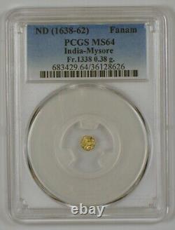 1638-1662 India-Mysore Fanam Gold Coin Graded MS64 by PCGS