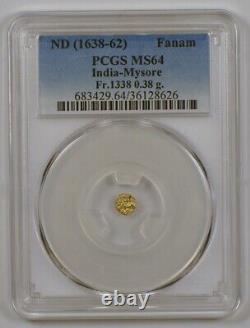 1638-1662 India-Mysore Fanam Gold Coin Graded MS64 by PCGS