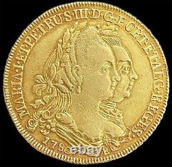 1780 Gold Brazil 6400 Reis Maria I And Peter III Coin Rio De Janeiro Mint