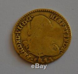 1811 SPAIN Fernando VII 1 Escudo Madrid Gold Coin 3.2 gram Ferdinand España