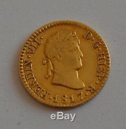 1817 SPAIN Fernando VII 1/2 Escudo Madrid Gold Coin 1.8 gram Ferdinand España