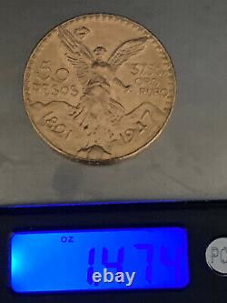 1821 1947 MEXICO 50 PESOS 37.5 grams PURE GOLD COIN BU High Grade LOOK