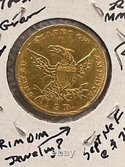 1836 Liberty USA Gold Half Eagle $5 Coin-EXTRA FINE PLUS-AU VERY Rare Early Date