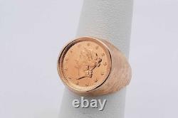 1849 1 Dollar Liberty Gold Coin Set In 14k Yellow Gold 9.1g Size 6 Eb0226rxzsa