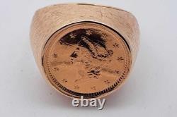 1849 1 Dollar Liberty Gold Coin Set In 14k Yellow Gold 9.1g Size 6 Eb0226rxzsa