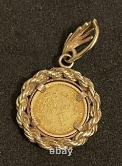 1849 $1 Dollar Liberty Head Coin in 14k Gold Bezel 5.5 Grams