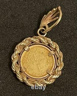 1849 $1 Dollar Liberty Head Coin in 14k Gold Bezel 5.5 Grams
