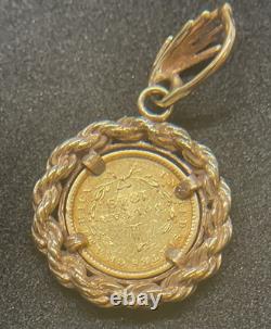 1849 $1 Dollar Liberty Head Coin in 14k Gold Bezel 5.5 Grams