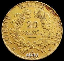 1851 A Gold France 20 Francs 6.45 Grams Ceres Goddess Coin Paris Mint