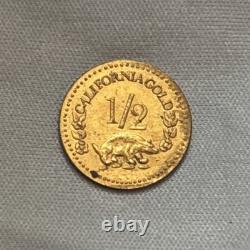 1853 California Gold 1/2 Round, unc. Fractional/ Liberty Bear /. 6 Gram Gold
