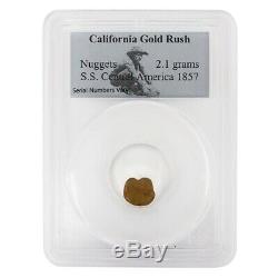 1857 2.1 gram California Gold Rush Nugget S. S. Central America PCGS