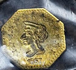 1857 California Gold 1/2 octagonal uncirculated coin/. 6 Gram 24k Gold