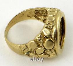 1862 $1 Gold Indian Princess Coin 14k Solid Gold Nugget Ring Size 10 12.53 Grams