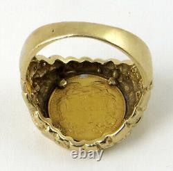 1862 $1 Gold Indian Princess Coin 14k Solid Gold Nugget Ring Size 10 12.53 Grams