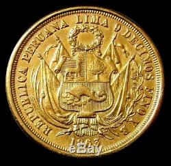 1863 Gold Peru 16.129 Grams 10 Soles One Year Type Coin