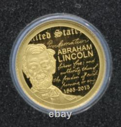 1865 2015 Abraham Lincoln 1000 Torpor Mongolia 0.5 gram 0.9999 Fine Gold Coin