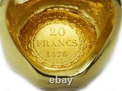 1878 Gold 20 Francs Coin Ring 14k Gold Setting 30.8 Grams Size 8.5