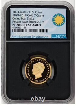 (1879-2019) Seven Grams Gold Coiled Hair Stella PR70 Ultra Cameo NGC